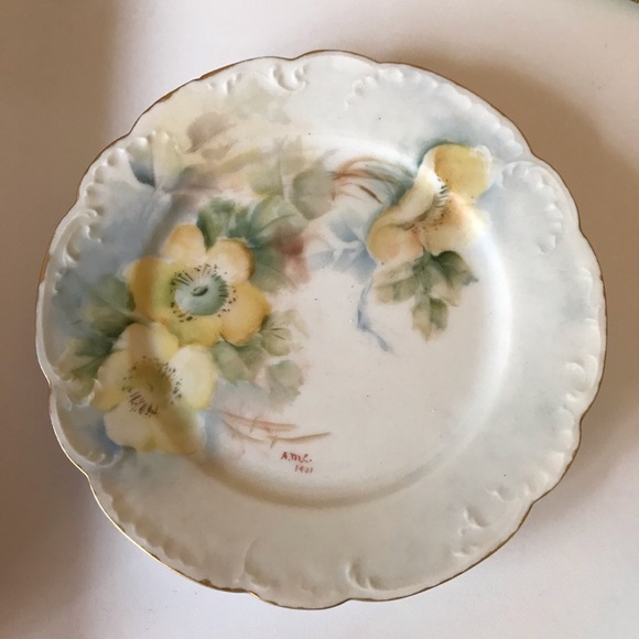 Hand Painted Signed Plate & Bowl 6” France - Picture 2 of 7